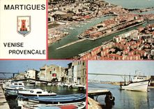CPSM Martigues Venise Provencale vue aérienne ville et canaux
