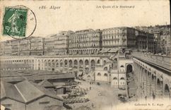 CPA Alger Les Quais Et Le Boulevard