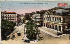 CPA Alger Le Theatre Et Rue Dumont D'Urville
