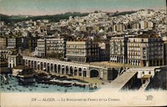 CPA Alger Le Boulevard De France Et La Casbah