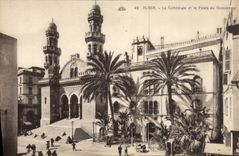 CPA Alger La Cathedrale Et Le Palais Du Gouverneur