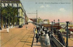 CPA Alger Bd De La Republique Et Square Bresson