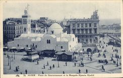 CPA Alger Place Du Gouvernement Et La Mosquee Djemaa Djedid