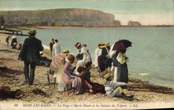 CPA Mers Les Bains La Plage A Maree Haute Et Les Falaises Du Treport