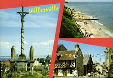 CPSM Villerville Vue Generale Et Le Calvaire Descente Vers La mer