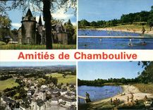 CPSM Chamboulive Chateau De Gourdon La Baignade Vue Generale Aerienne plage