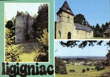 CPSM Ligigniac Ruines Du Chateau L'Eglise Vue Generale