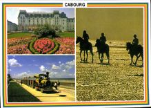 CPSM Cabourg Le Grand Hotel Et Les Jardins du casino le petit train la plage