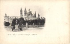CPA Caen L'Eglise Saint Etienne Et Le Lycee