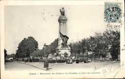 CPA Caen Monument Des Enfants Du Calvados Et Place des casernes