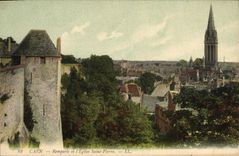 CPA Caen Remparts Et I'Eglise Saint Pierre