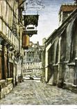CPSM Honfleur Aquarelle De Jean Louis Thibaut la rue de la prison 1980