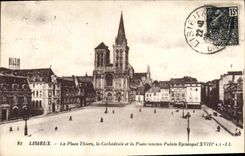 CPA Lisieux La Place Thiers La Cathedrale Et La Poste