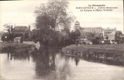 CPA Pont L'Eveque L'Hotel Montpensier La Touques Et I'Eglise St Michel