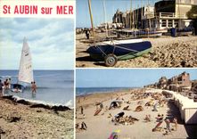 CPSM Saint Aubin Sur Mer mise à l'eau plage club nautique