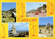 CPSM Saint Aubin Sur Mer plage voilier jeux d'enfants