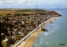 CPSM Saint Aubin Sur Mer En Avion Sur La Plage Et La Ville