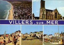 CPSM Villers Sur Mer En Avion Sur La Plage Et La Ville promenade à poney