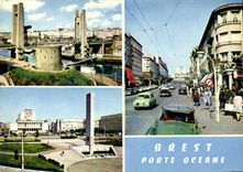 CPSM Brest Pont De Recouvrance Et Tour Tanguy rue de siam place de la liberté
