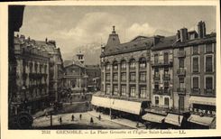 CPA Grenoble La Place Grenette Et I'Eglise Saint Louis
