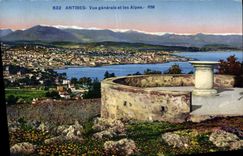 CPA Antibes Vue Generale Et Les Alpes