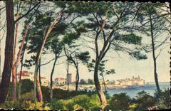 CPA Antibes La Ville Vue A Travers Les Pins De La Corniche
