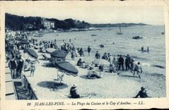CPA Juan Les Pins La Plage Du Casino Et Le Cap D'Antibes