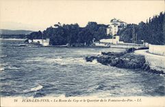 CPA Juan Les Pins La Route Du Cap Et Le Quartier De La Fontaine Du Pin