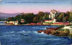 CPA Juan Les Pins La Route Du Cap Et Le Quartier De La Fontaine Du Pin