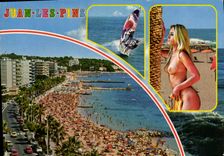 CPSM Juan Les Pins femme blonde aux seins nus