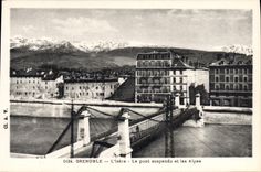 CPA Grenoble L'Isere Le Pont Suspendu Et Les Alpes