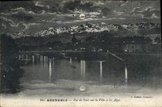 CPA Grenoble Vue De Nuit Sur La Ville Et Les Alpes