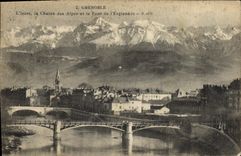 CPA Genoble L'Isere La Chaine Des Alpes Et Le Pont De I'Esplanade