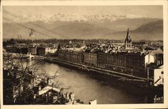 CPA Grenoble Vue Generale Et Les Alpes