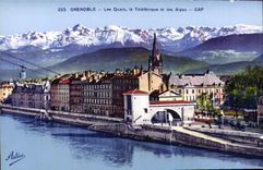 CPA Grenoble Les Quais Le Teleferique Et Les Alpes