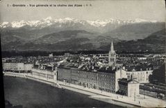 CPA Grenoble Vue Generale Et La Chaine Des Alpes