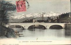 CPA Grenoble Le Pont De I'Hopital Et La Chaine Des Alpes