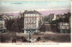 CPA Grenoble Avenue De La Gare Avenue D'Alsace Lorraine Et Les Alpes