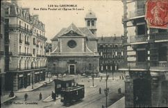 CPA Grenoble Rue Felix Poulat Et I'Eglise St Louis