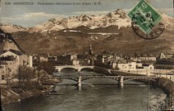 CPA Grenoble Panorama Des Quais Et Les Alpes