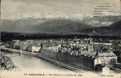 CPA Grenoble Vue Generale Et La Chaine Des Alpes