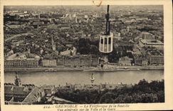 CPA Grenoble Le Teleferique De La Bastille Vue Generale Sur La Ville et la gare