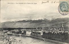CPA Grenoble Vue Generale Et La Chaine Des Alpes