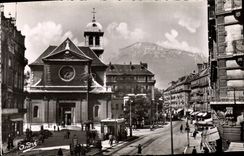 CPA Grenoble Rue Felix Poulat ET Eglise Saint Louis