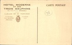CPA Grenoble Hotel moderne et des trois dauphins rue felix Poulat