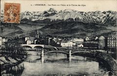 CPA Grenoble Les Ponts Sur I'Isere Et Le Chaine Des Alpes
