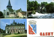 CPSM Gasny L'Eglise La Mairie Les Bords De I'Epte