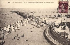 CPA Arcachon Cote D'Argent La Plage Et La Grande Jetee