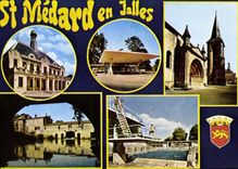 CPSM St Medard En Jalles La Mairie Le Stade L'Eglise