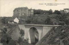 CPA Boussac Le Chateau Et Le Pont Sur La Petite Creuse